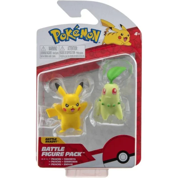 BANDAI Pokémon – Pack De 2 Figurines Germignon Et Pikachu 1