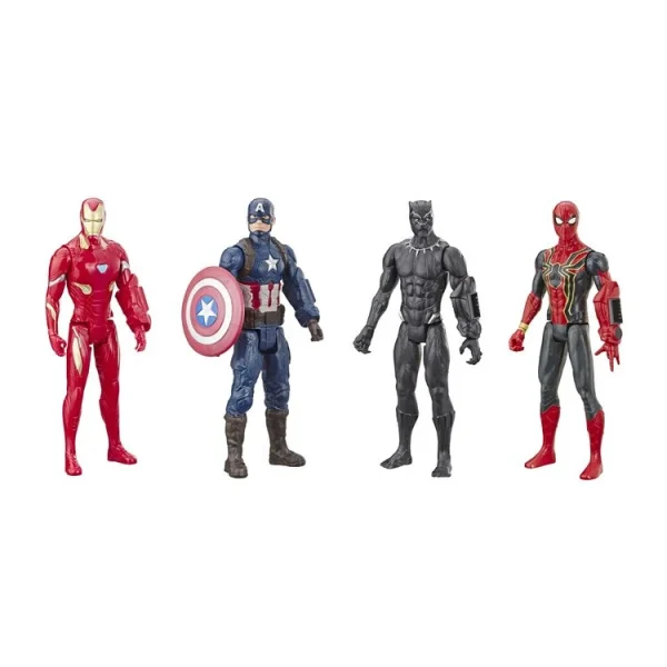 HASBRO Titan Hero Series – Pack De 4 Figurines Iron Man, Captain America, Black Panther Et Iron Spider – Avengers 3