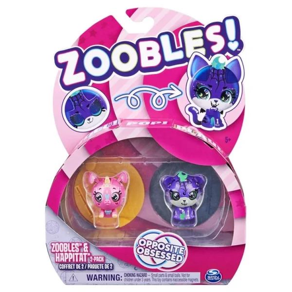 SPIN MASTER Figurine – Zoobles Animaux – Pack De 2 – Violet Et Rose 3