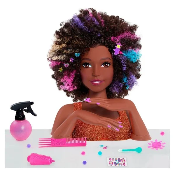 BARBIE Tête à Coiffer Brune Coupe Afro Barbie 1